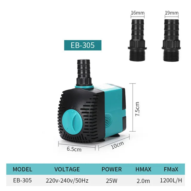 60/50/35/25/15/10/6/3W Ultra-Quiet Submersible Water Fountain Pump Filter Fish Pond Aquarium Water Pump Tank Fountain 220V-240V