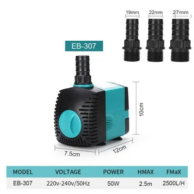 60/50/35/25/15/10/6/3W Ultra-Quiet Submersible Water Fountain Pump Filter Fish Pond Aquarium Water Pump Tank Fountain 220V-240V