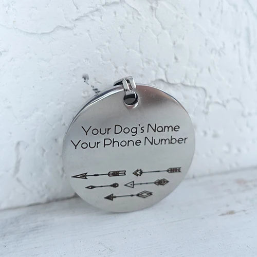 Self-design personalized design stainless steel dog tag dog round tag can crave name tag dog tag for pet 3 styles