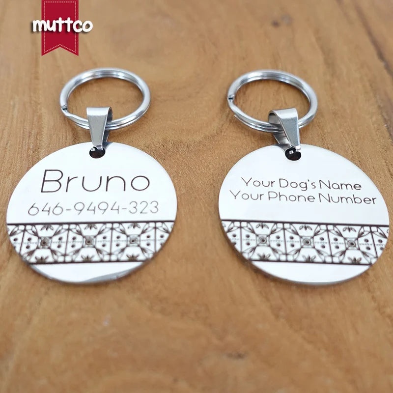 Self-design personalized design stainless steel dog tag dog round tag can crave name tag dog tag for pet 3 styles