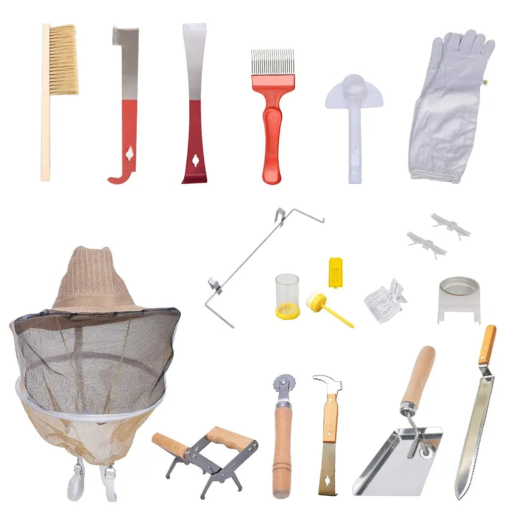 Starter Kit 10-Frame Bee Boxes and Frames Starter Kit Wax Coated Bee Hives and Supplies Starter Kit Including Beekeeping Tools K