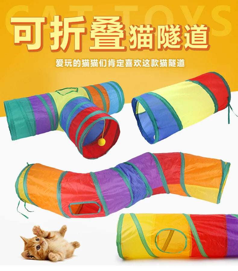 Foldable Cats Tunnel for Interactive Pet Training Fun - Kitty, Puppy, Kitten, and Rabbit Tube Toy to keep your pets entertained