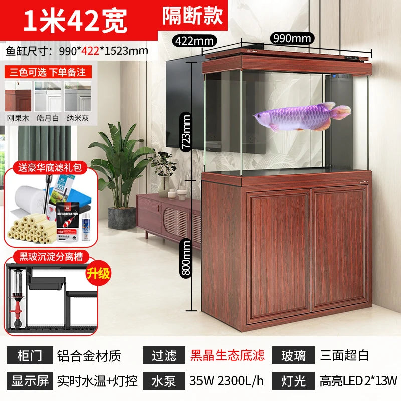 XL ultra-white glass fish tank living room large bottom filter ecological aquarium household arowana tank
