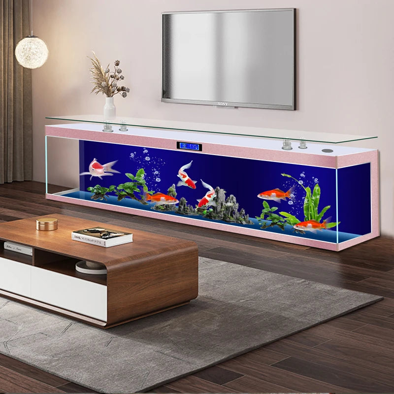 ZK Super White Fish Tank Aquarium Living Room Floor Home Partition Screen Bottom Filter Fish Tank