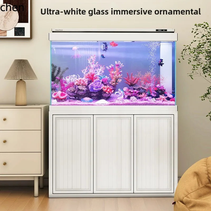 XL ultra-white glass fish tank living room large bottom filter ecological aquarium household arowana tank