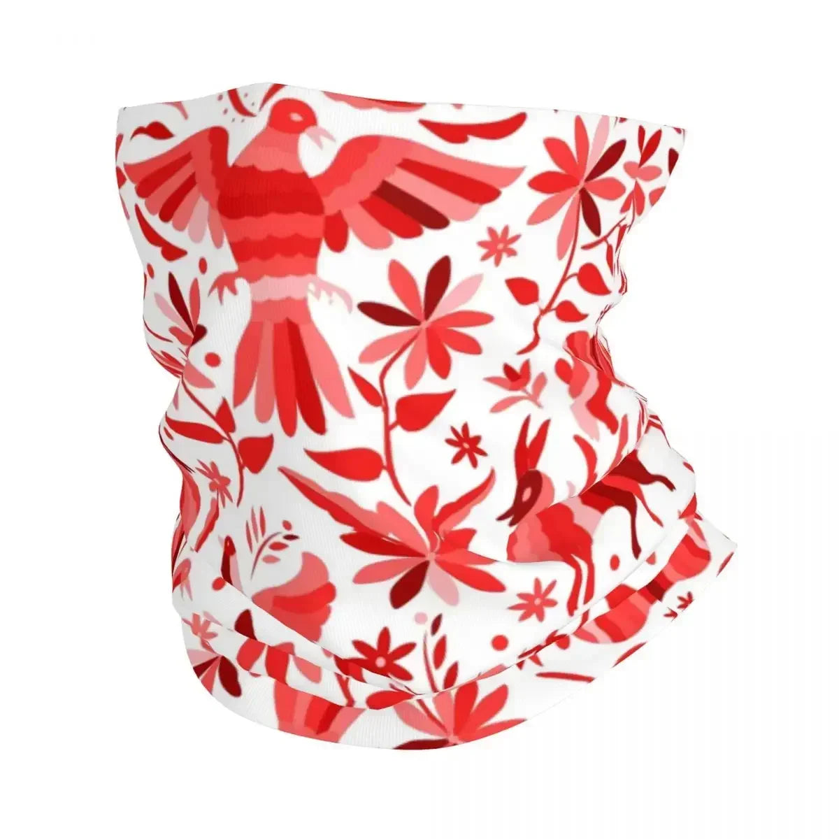 Fashion Mexican Otomi Birds Texture Neck Gaiter Men Women UV Protection Winter Folk Floral Art Bandana Scarf for Ski