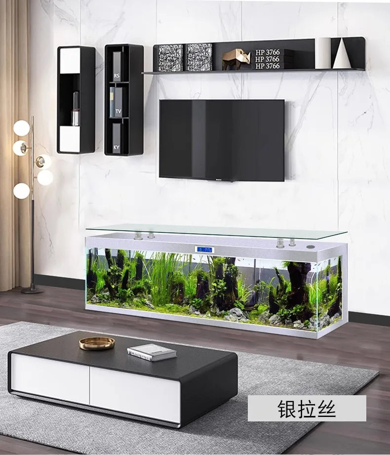 ZK Super White Fish Tank Aquarium Living Room Floor Home Partition Screen Bottom Filter Fish Tank