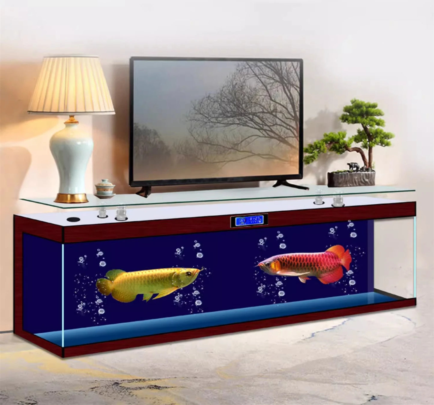 ZK Super White Fish Tank Aquarium Living Room Floor Home Partition Screen Bottom Filter Fish Tank