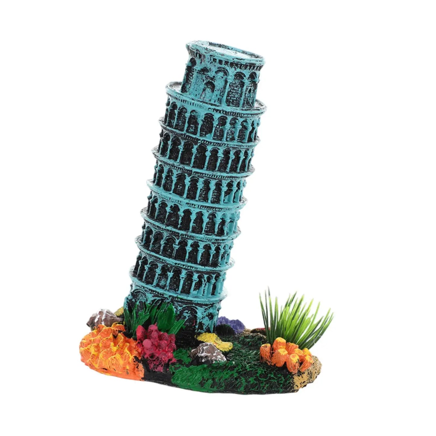 Aquarium Landscape Ornament, Fish Tank Scenery Decor, Tabletop Decor Layout Collectible Toy Leaning Tower Model for DIY Craft