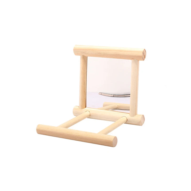 Bird Parrot Toy Supplies Wooden Cloud Ladder Climbing Jump Platform Ladder Pet Supplies With Mirror Stand Bird Rack