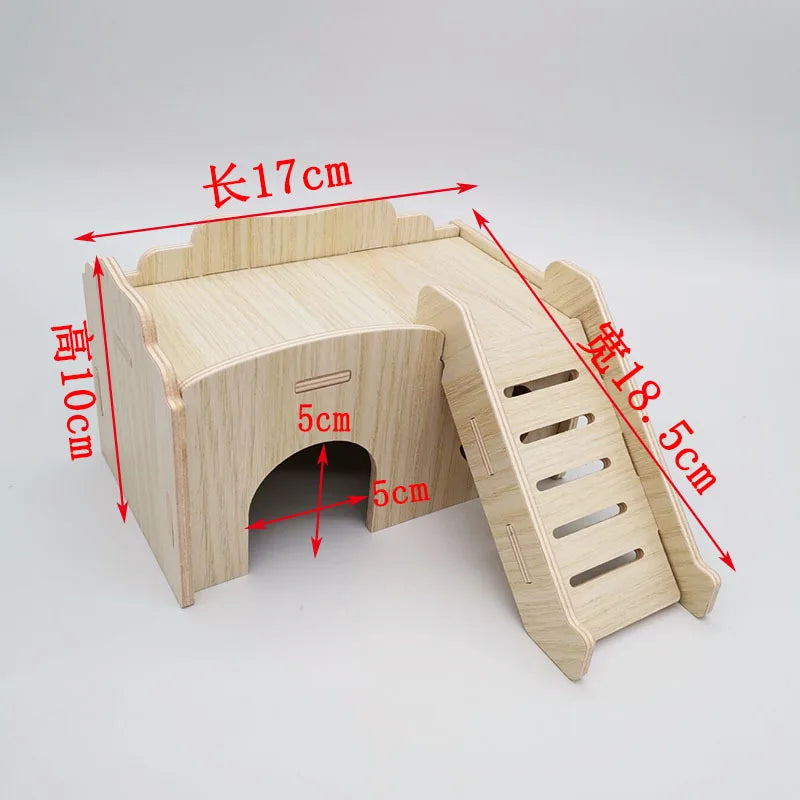 Hamster House DIY Hamster Wooden Gerbil Hideout House Canary Seesaw Pet Sport Wheel Exercise Toy Small Animal Toys