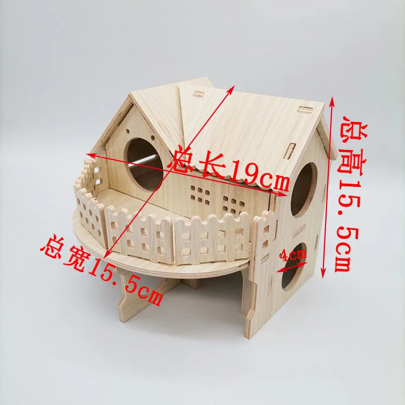 Hamster House DIY Hamster Wooden Gerbil Hideout House Canary Seesaw Pet Sport Wheel Exercise Toy Small Animal Toys