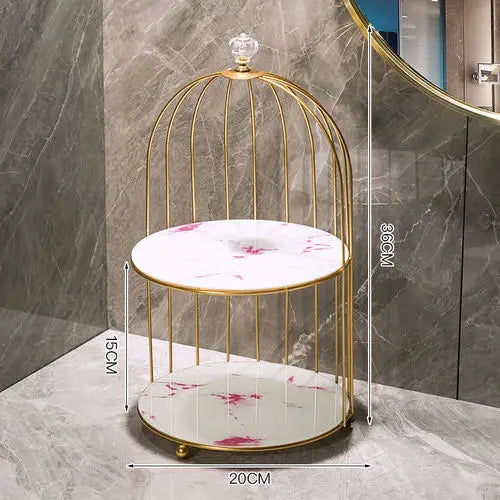 Nordic light luxury birdcage bathroom rack dressing table desktop decoration bedroom cosmetics storage