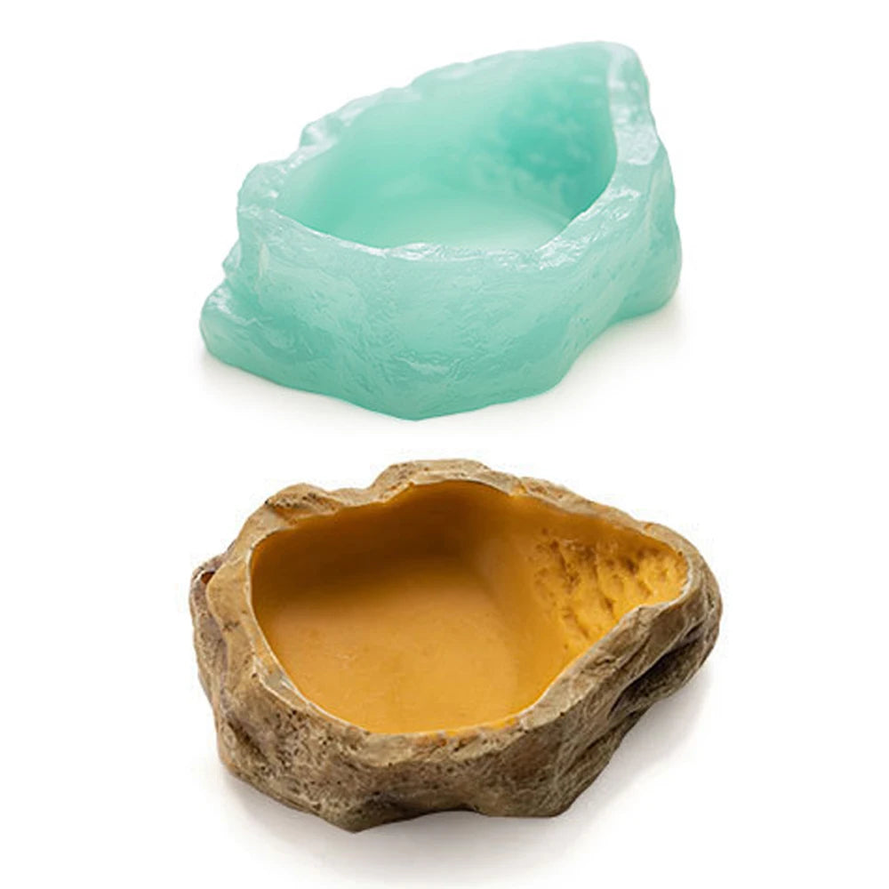 1pc Noctilucous Resin Reptile Bowls Feeding Worm Dish Mealworm Feeder Water Bowl for Reptile Frog Gecko Snake Spiders Turtles