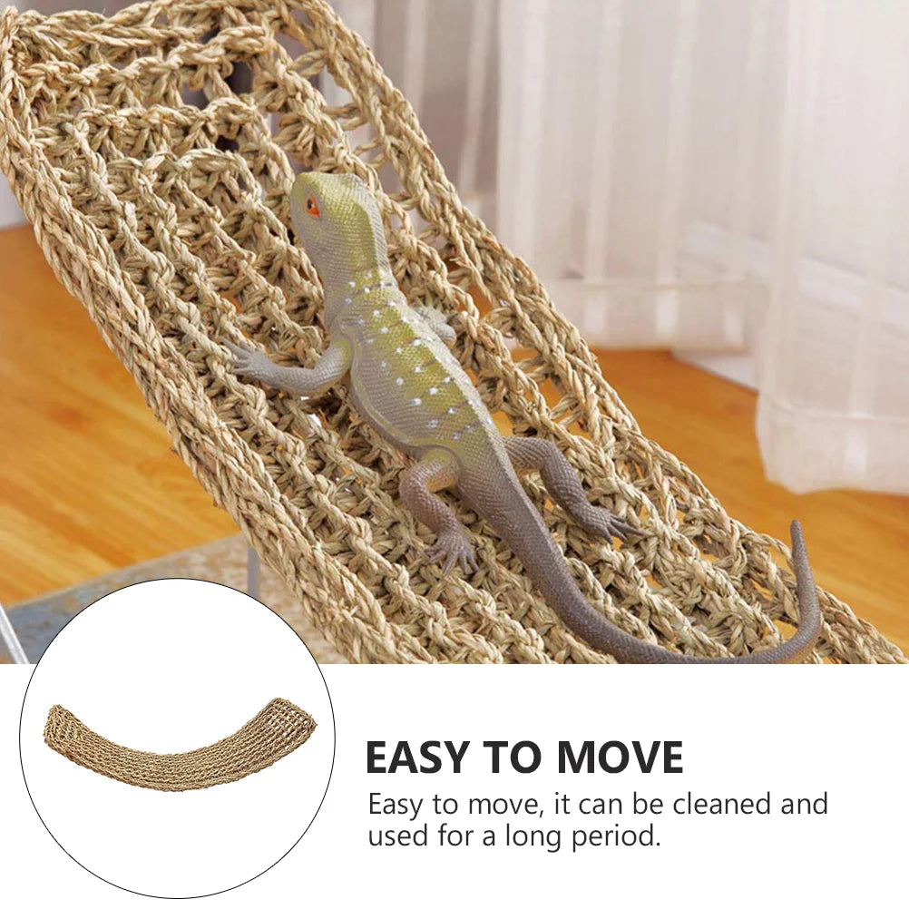 Small Parrot Lizard Hammock Pet Bearded Dragon Tank Accessories Seaweed Geckos Woven Mat