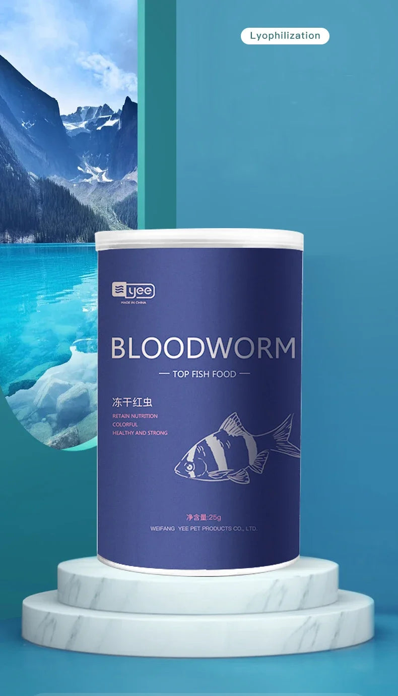 YEE Freeze Dried Artemia Salina Red Blood Worm Fish Food Feed for All Kinds of Tropical Aquarium Small Food