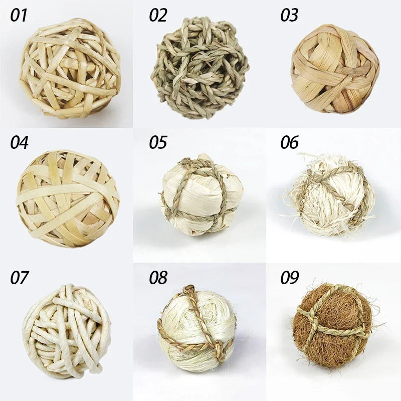 7CM Rabbit Ball Toys Bunny Treats Toys For Teething Small Animal Chew Toys Grass Ball For Dwarf Hamster Rabbits Guinea Pigs Ger