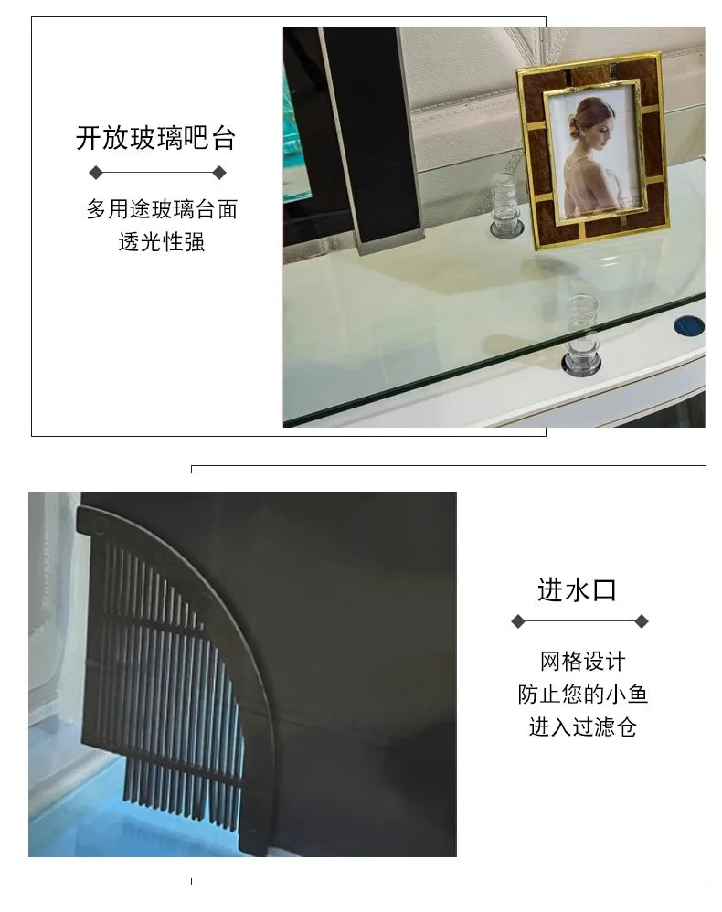 ZK Super White Fish Tank Aquarium Living Room Floor Home Partition Screen Bottom Filter Fish Tank