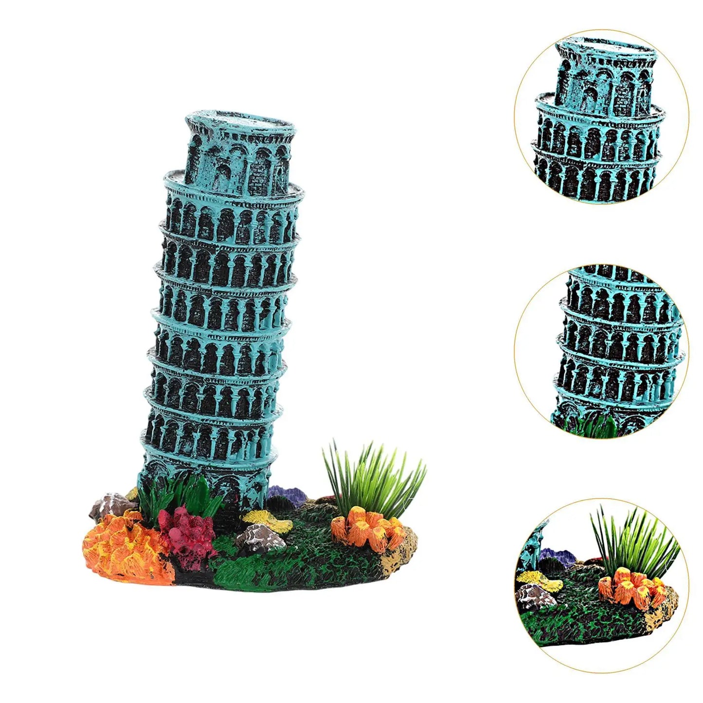 Aquarium Ornament Fish Tank Adornment Aquarium Accessory Toy Creative Resin Leaning Tower of Model for Party Supplies