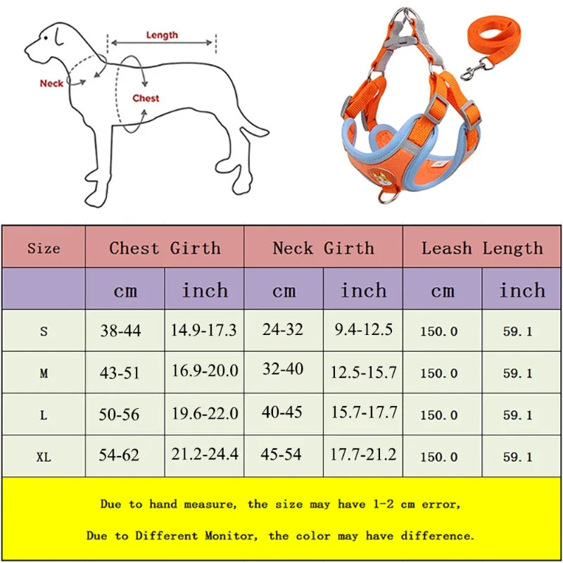 Adjustable Dog Harness Leash Set