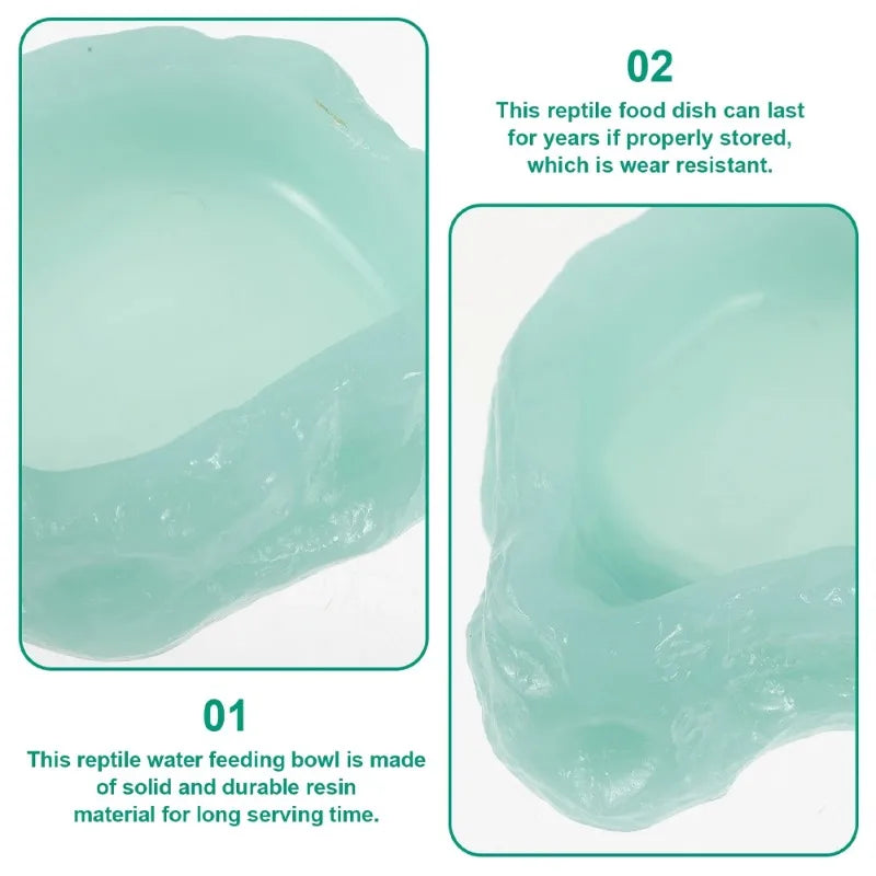 1pc Noctilucous Resin Reptile Bowls Feeding Worm Dish Mealworm Feeder Water Bowl for Reptile Frog Gecko Snake Spiders Turtles