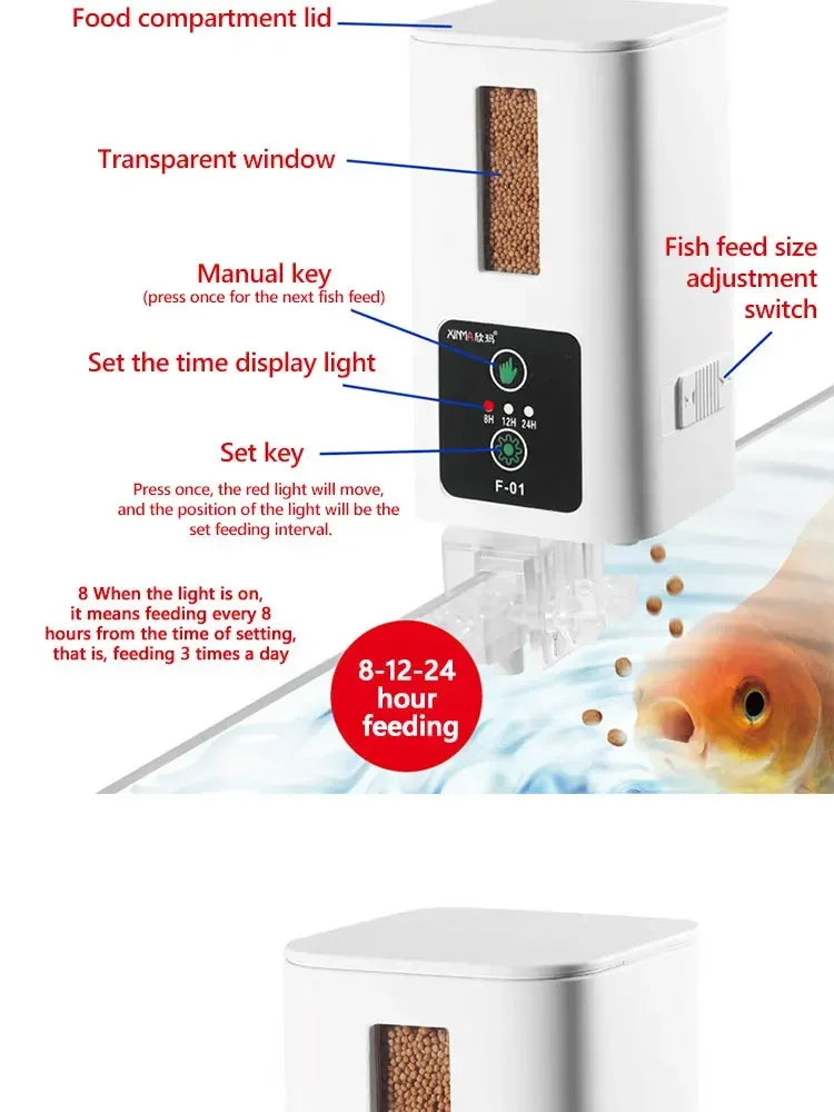 400ml Aquarium Automatische Feeder Aquarium Intelligente Timing High-capacity Fish Feeder Big Fish Feeder turtle feeding trough