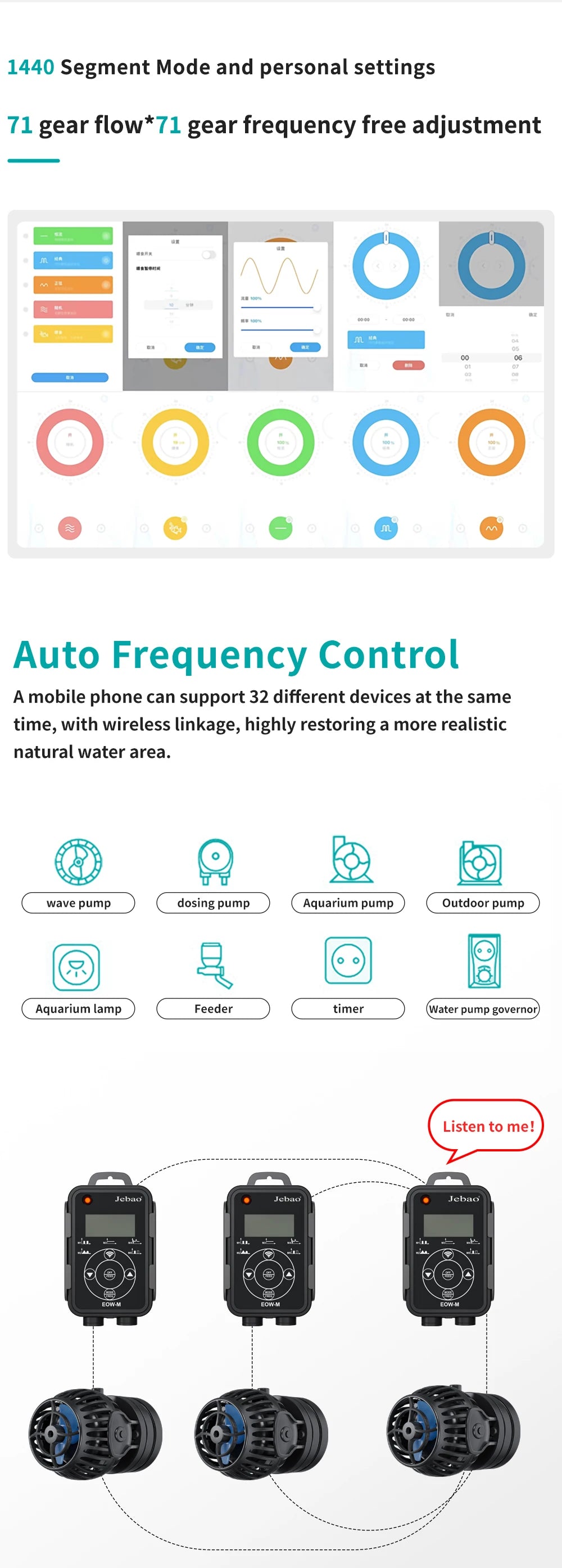 Jebao Jecod New EOW Aquarium Wave Maker Water Pump Filter 12V 24V Fountain Pump Fish Tank WIFI Ultra Quiet Frequency Smart Pump