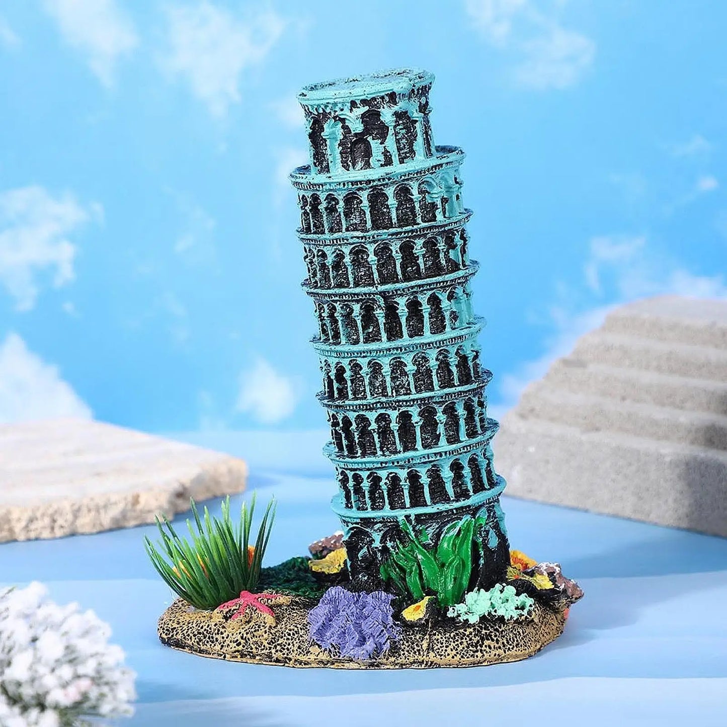 Aquarium Ornament Fish Tank Adornment Aquarium Accessory Toy Creative Resin Leaning Tower of Model for Party Supplies