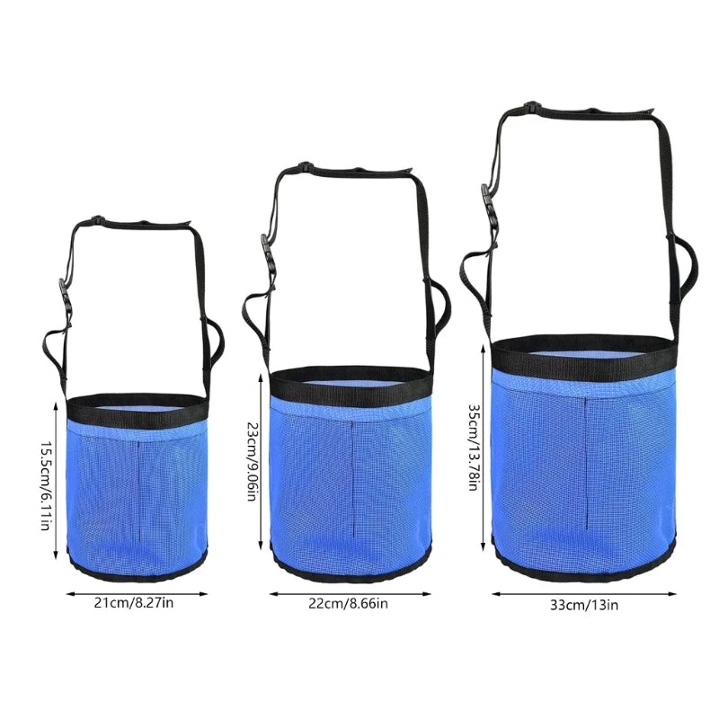 Horse Feed Bag, Mesh Horse Feeding Hays Bag Hays Bucket with Adjustable Strap