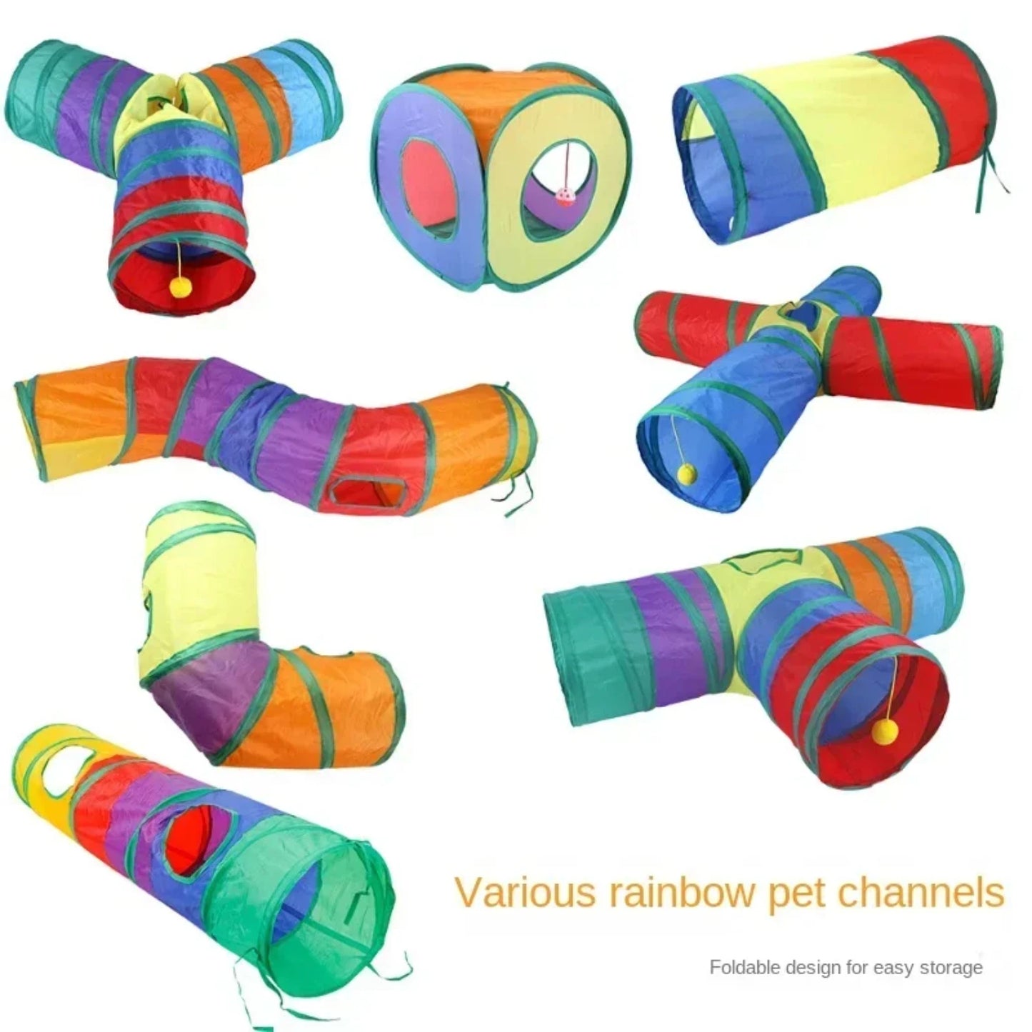Foldable Cats Tunnel for Interactive Pet Training Fun - Kitty, Puppy, Kitten, and Rabbit Tube Toy to keep your pets entertained