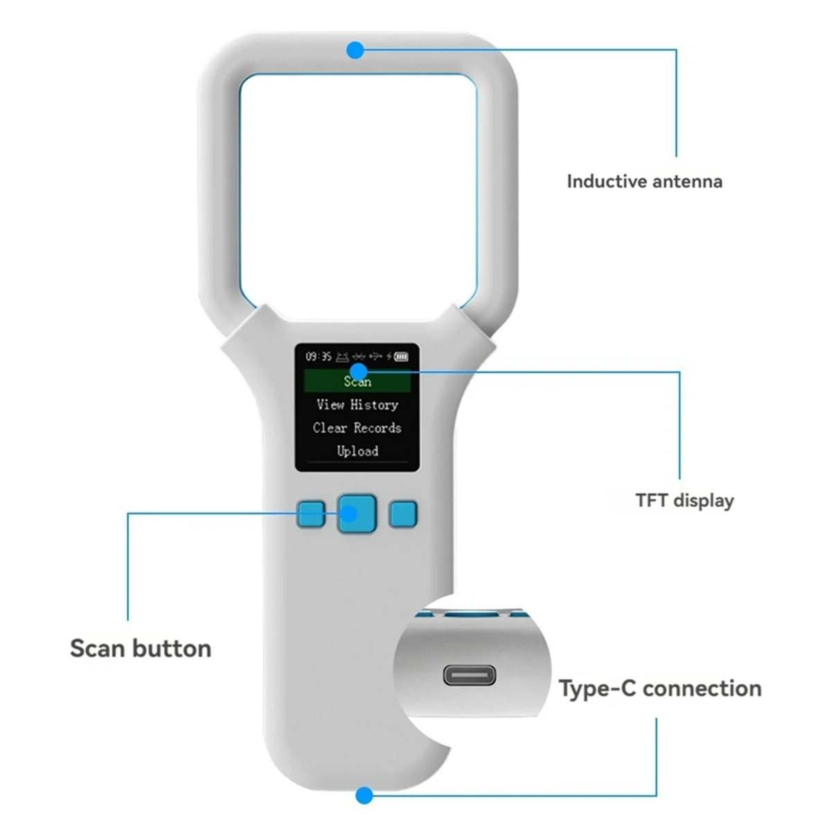 Animal RFID Reader 134.2Khz/125Khz Pet ID Scanner Animal Tag Reader Bluetooth Handheld Mini Scanner for Dog Cat