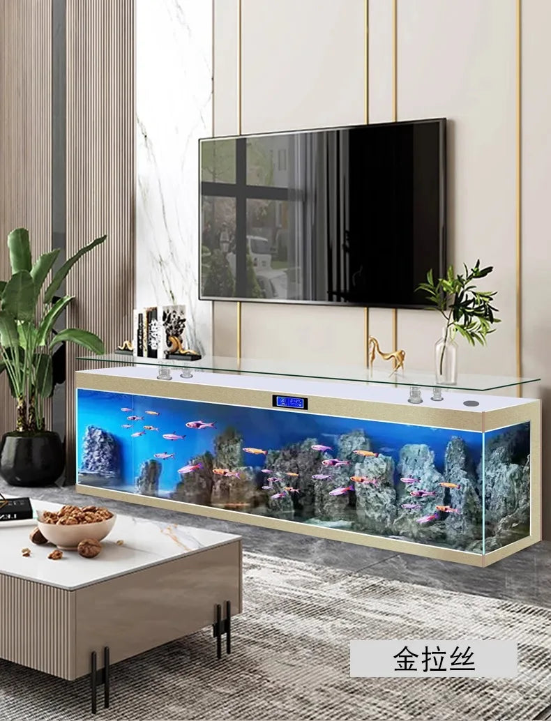 ZK Super White Fish Tank Aquarium Living Room Floor Home Partition Screen Bottom Filter Fish Tank