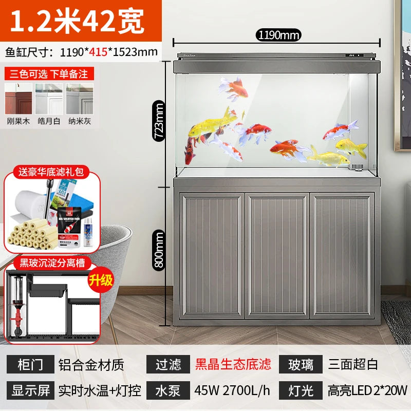 XL ultra-white glass fish tank living room large bottom filter ecological aquarium household arowana tank