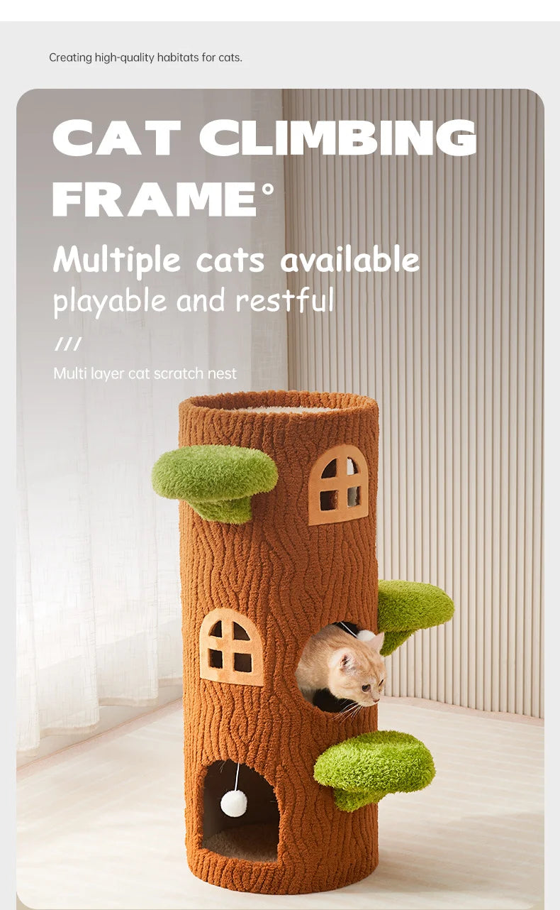 Cozy Large Multi-Level Cat Tree Tower Sisal Scratching Posts Felt Bed Cat Climbing Frame Furniture Toy for Your Feline Friend