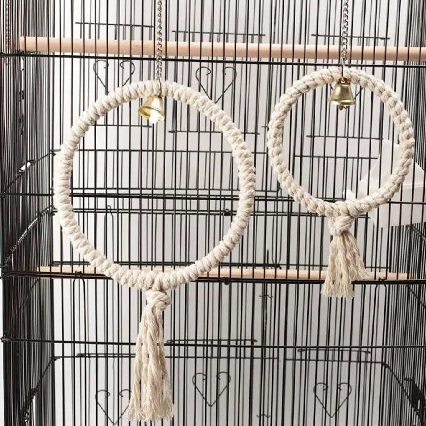 Cage Hanging Toy Chew Play Toy Boredom Breaker Perches Circle Ring Stand Parrot Ringing Cotton Rope Swing