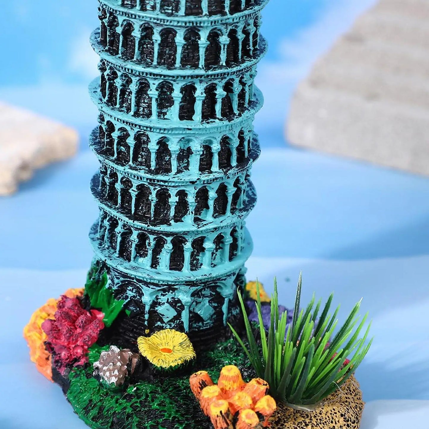 Aquarium Landscape Ornament, Fish Tank Scenery Decor, Tabletop Decor Layout Collectible Toy Leaning Tower Model for DIY Craft