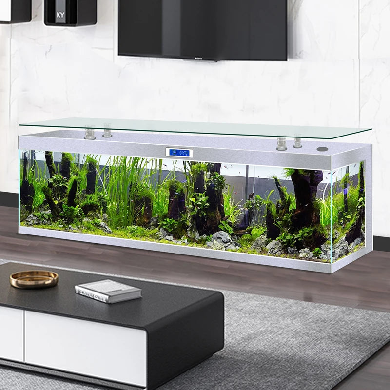 ZK Super White Fish Tank Aquarium Living Room Floor Home Partition Screen Bottom Filter Fish Tank