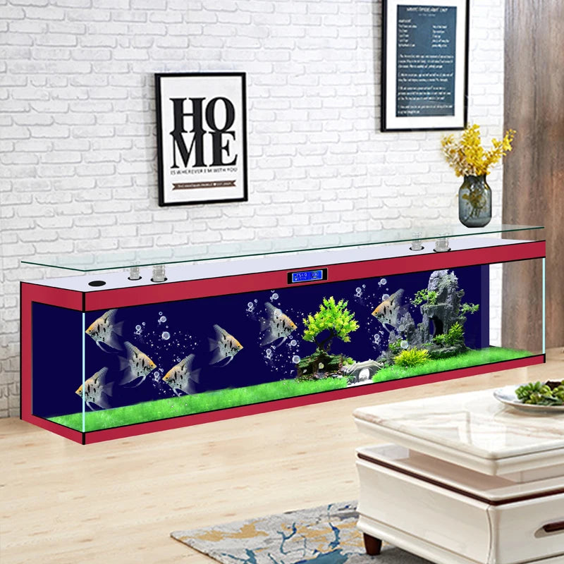 ZK Super White Fish Tank Aquarium Living Room Floor Home Partition Screen Bottom Filter Fish Tank