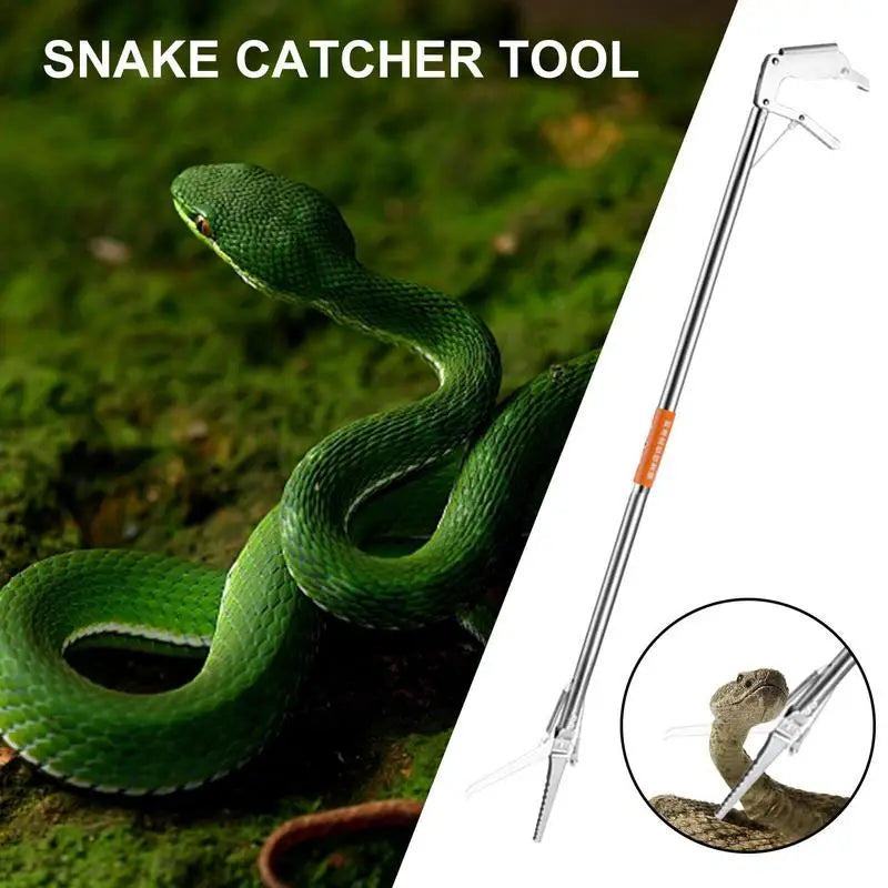 Multipurpose Foldable Snake Catcher Tongs Stainless Steel Wide Jaw Reptile Grabber Stick Tool Thick Catching Snakes