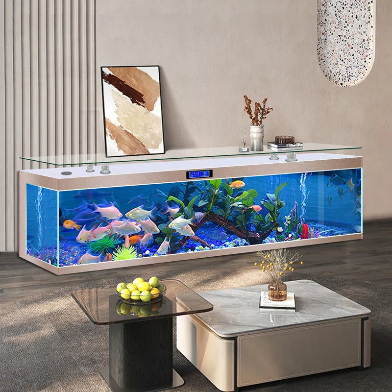 ZK Super White Fish Tank Aquarium Living Room Floor Home Partition Screen Bottom Filter Fish Tank