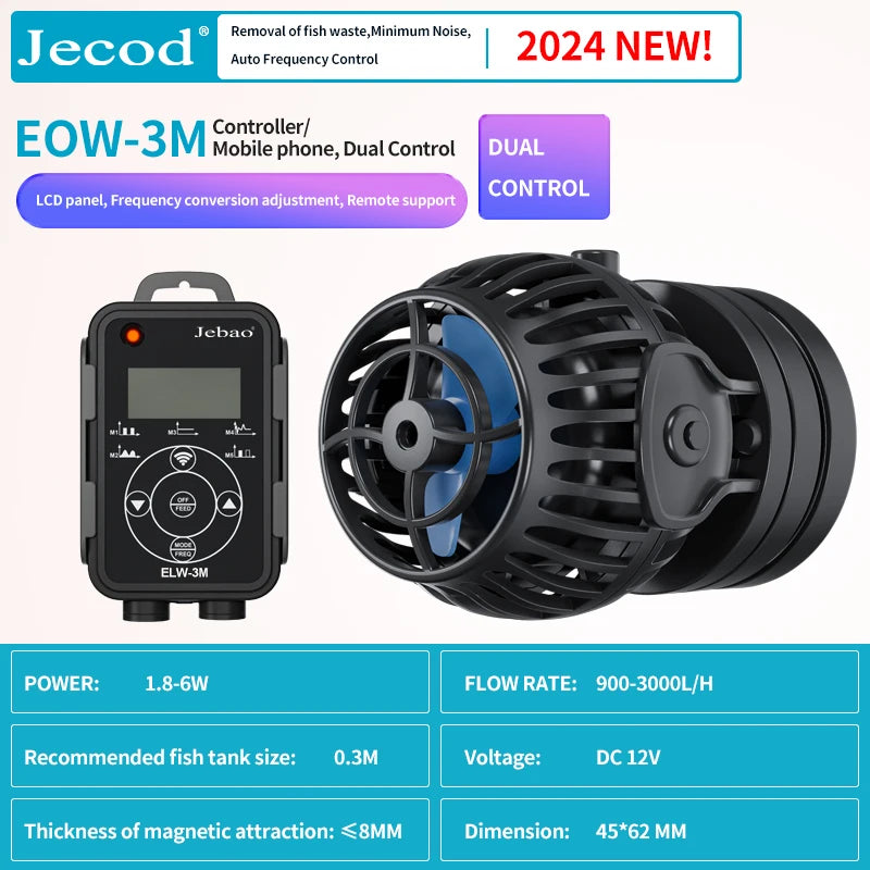 Jebao Jecod New EOW Aquarium Wave Maker Water Pump Filter 12V 24V Fountain Pump Fish Tank WIFI Ultra Quiet Frequency Smart Pump