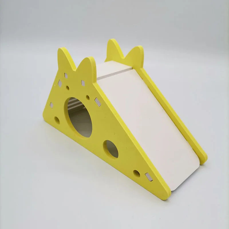 Bird Slide Toy Hamster Hideout House Parrot Cage Accessories Guinea Pig Wooden Cave Slide with Stairs Toy Small Animals Supplies