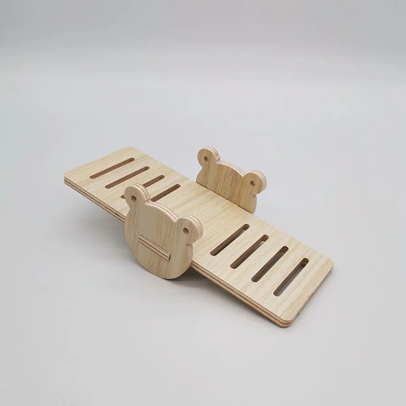 Hamster House DIY Hamster Wooden Gerbil Hideout House Canary Seesaw Pet Sport Wheel Exercise Toy Small Animal Toys