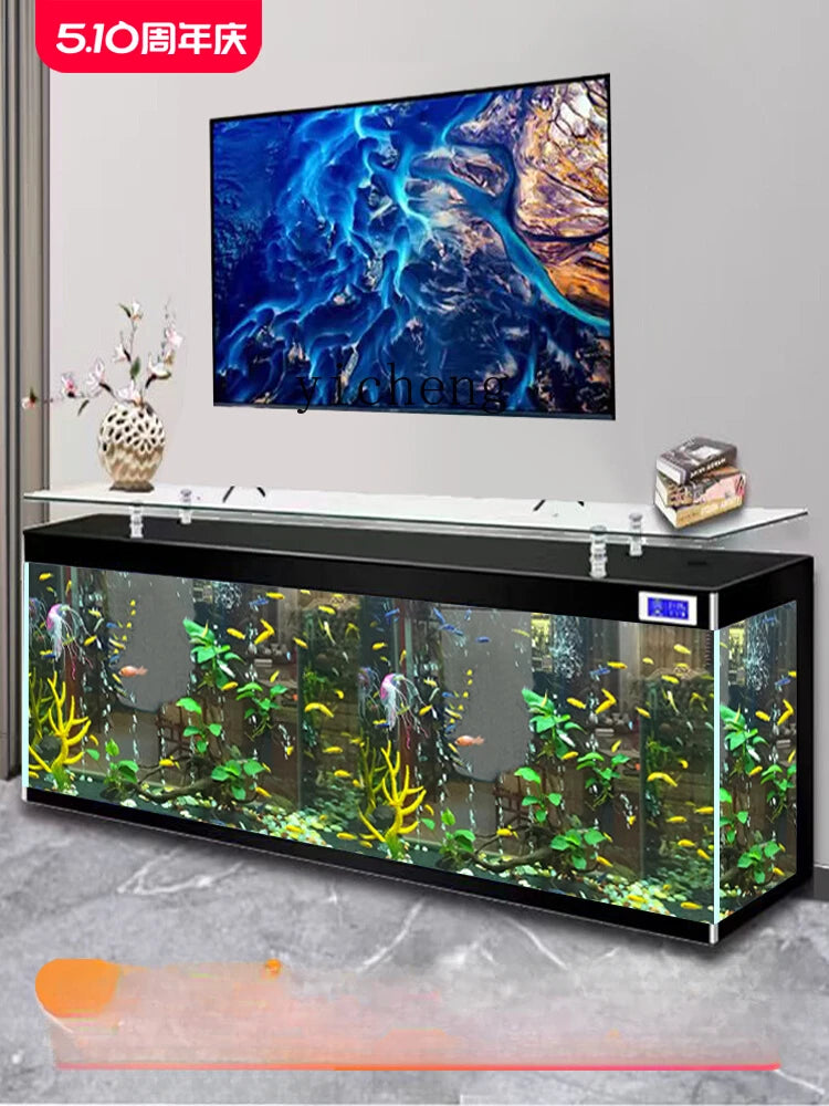 ZK Super White Fish Tank Aquarium Living Room Floor Home Partition Screen Bottom Filter Fish Tank