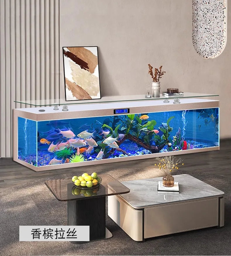 ZK Super White Fish Tank Aquarium Living Room Floor Home Partition Screen Bottom Filter Fish Tank