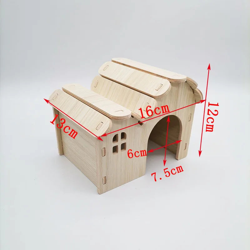 Hamster House DIY Hamster Wooden Gerbil Hideout House Canary Seesaw Pet Sport Wheel Exercise Toy Small Animal Toys