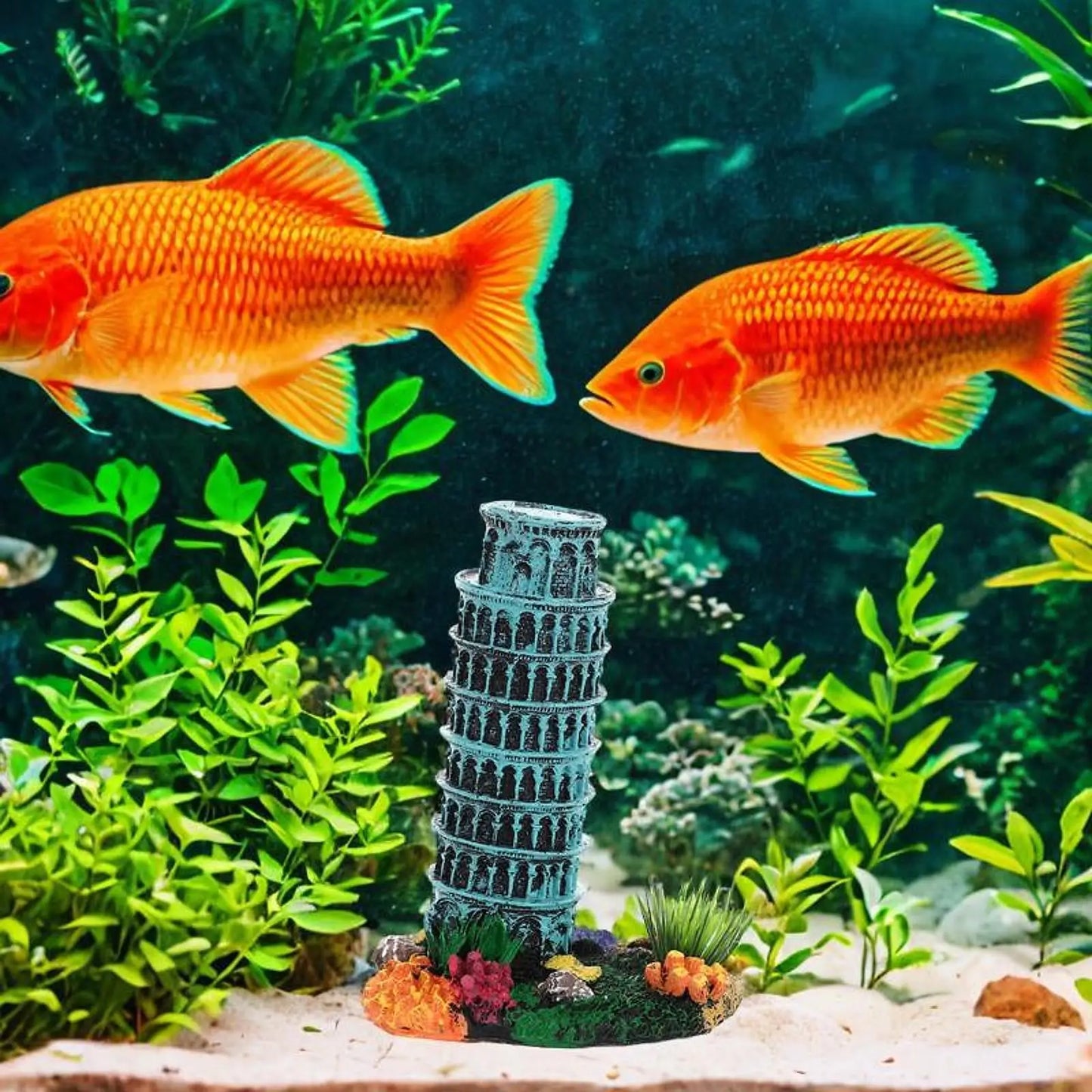 Aquarium Ornament Fish Tank Adornment Aquarium Accessory Toy Creative Resin Leaning Tower of Model for Party Supplies
