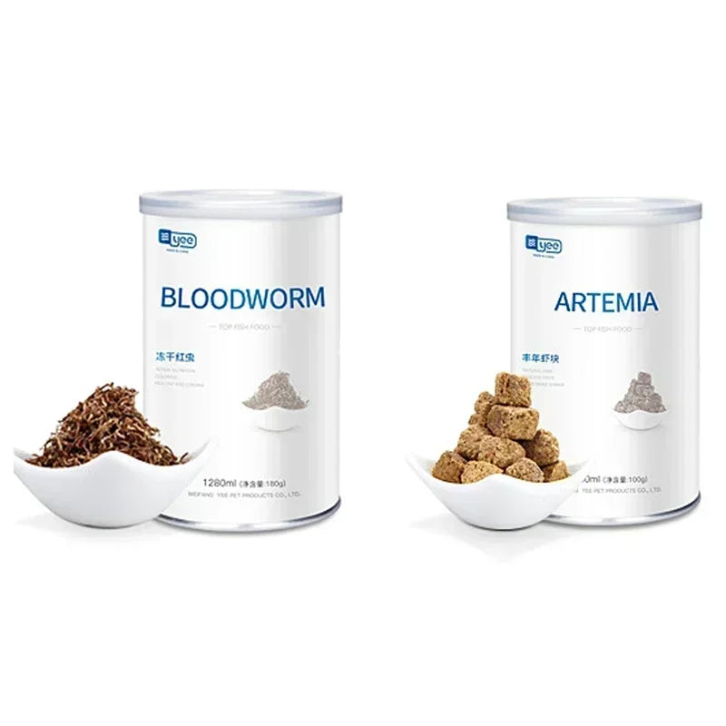 YEE Freeze Dried Artemia Salina Red Blood Worm Fish Food Feed for All Kinds of Tropical Aquarium Small Food