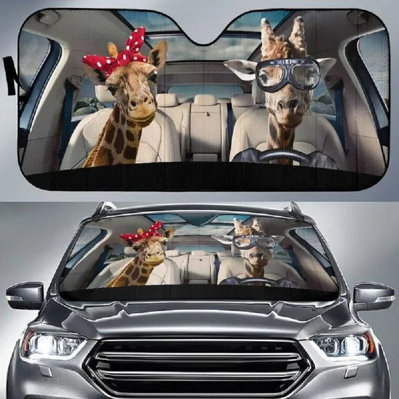 Lovely Hamsters Family Pattern Car Accessories Universal Car Windshield UV And Heat Car Sun Shade For Windshield