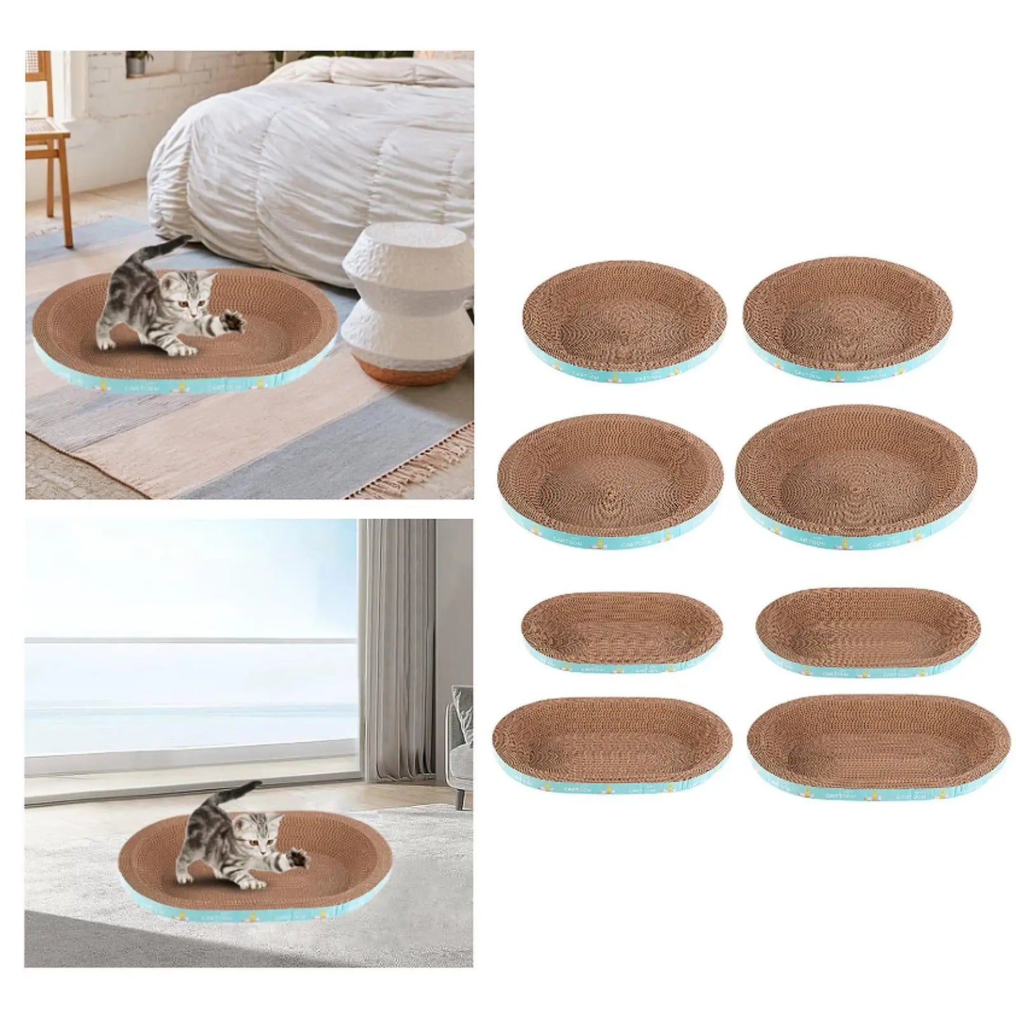 Cat Scratcher Lounge Bed with Interactive Feather Toy - Cozy Resting for Your